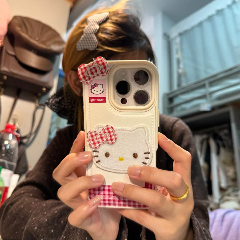立体蝴蝶结hellokitty少女心适用苹果17手机壳可爱iphone16promax卡通新款17promax防摔15Pro皮质13女14全包