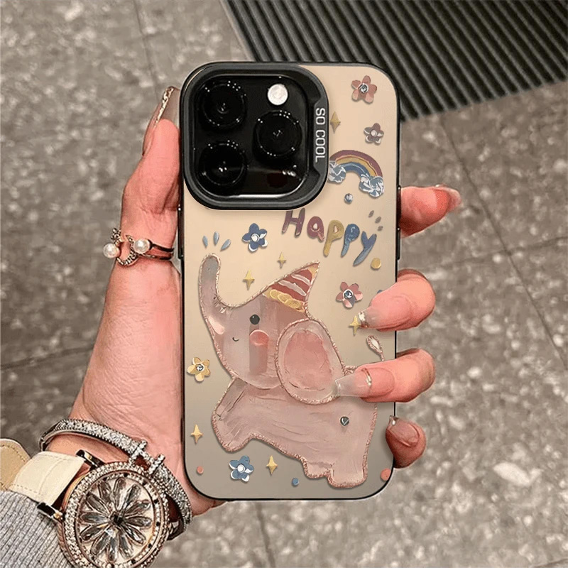 可爱彩虹小飞象适用iPhone16pro手机壳苹果14pro高级15plus彩银11/12华为mate70vivoiQOO荣耀oppo小米红米k80