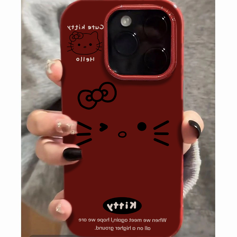 卡通KT猫表情适用苹果15手机壳iphone16pro max新款14ins可爱11创意潮13日韩风xr硅胶保护套15plus男女12软壳