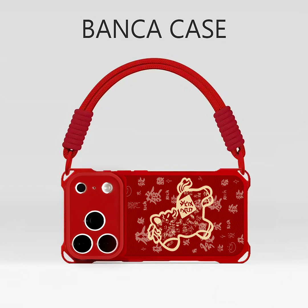 【手提挂绳】适用苹果17promax国风马上发财手机壳华为mate80pro过年pura70喜庆Reno15全包s30荣耀400红米k90