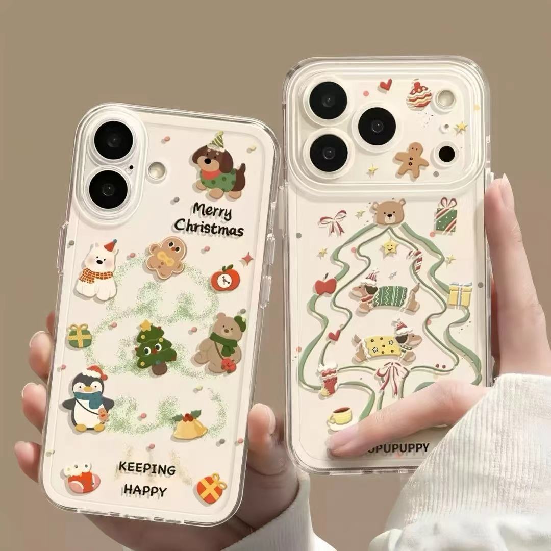 西高地小熊圣诞树适用于iPhone17苹果16promax小米17华为mate70透明vivos30全包opporeno14红米Note15手机壳