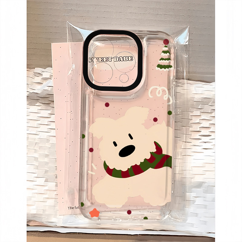 围巾小狗手机壳圣诞适用iphone16节苹果15promax树小米14狗狗iqoo13秋冬12新款vivo冬天华为pura70冬季mate60