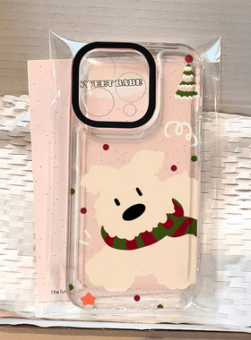 围巾小狗手机壳圣诞适用iphone16节苹果15promax树小米14狗狗iqoo13秋冬12新款vivo冬天华为pura70冬季mate60