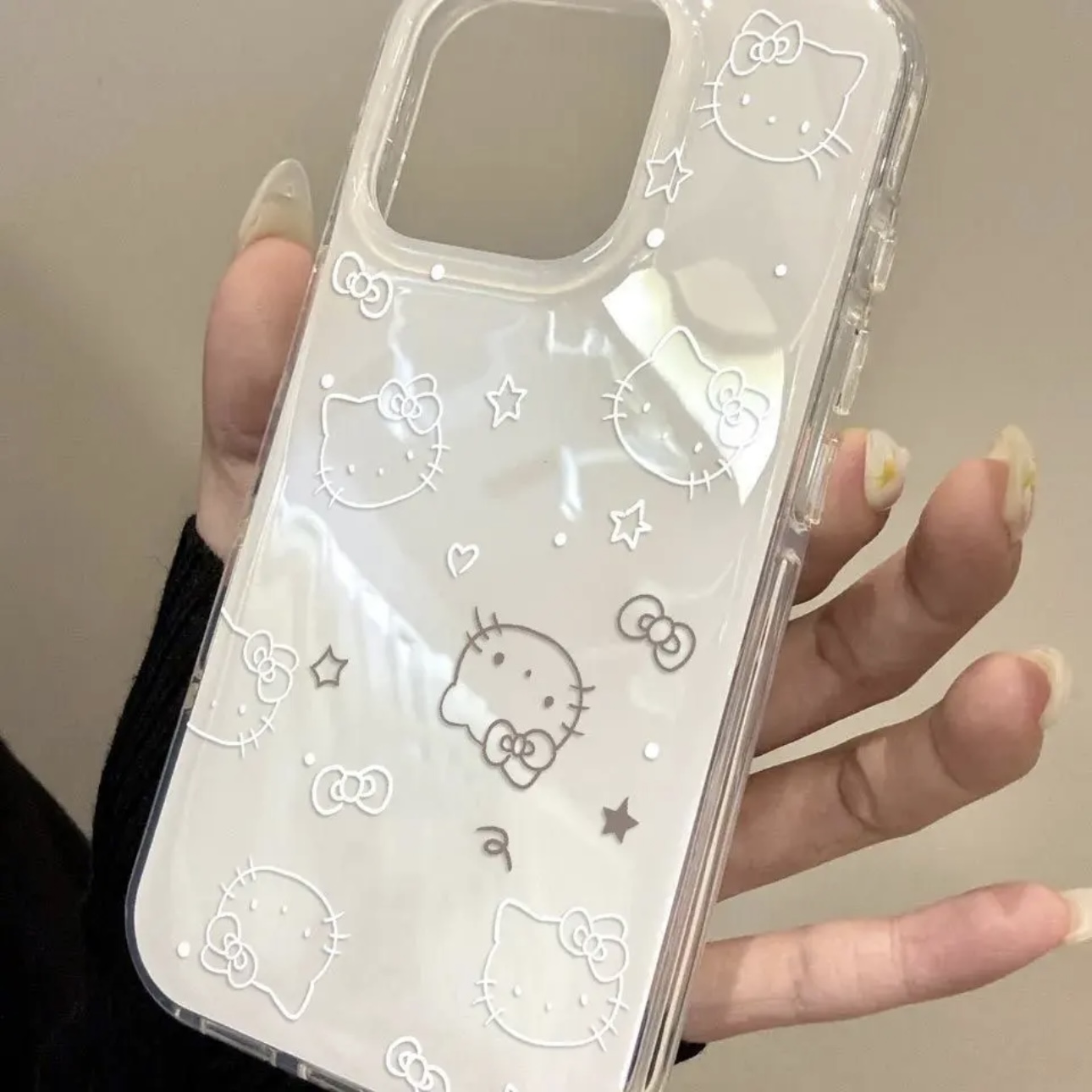 韩系线条星星kt猫适用iphone16promax手机壳苹果13/14华为mate70pro大孔白色vivos20小米15oppofindx8荣耀300