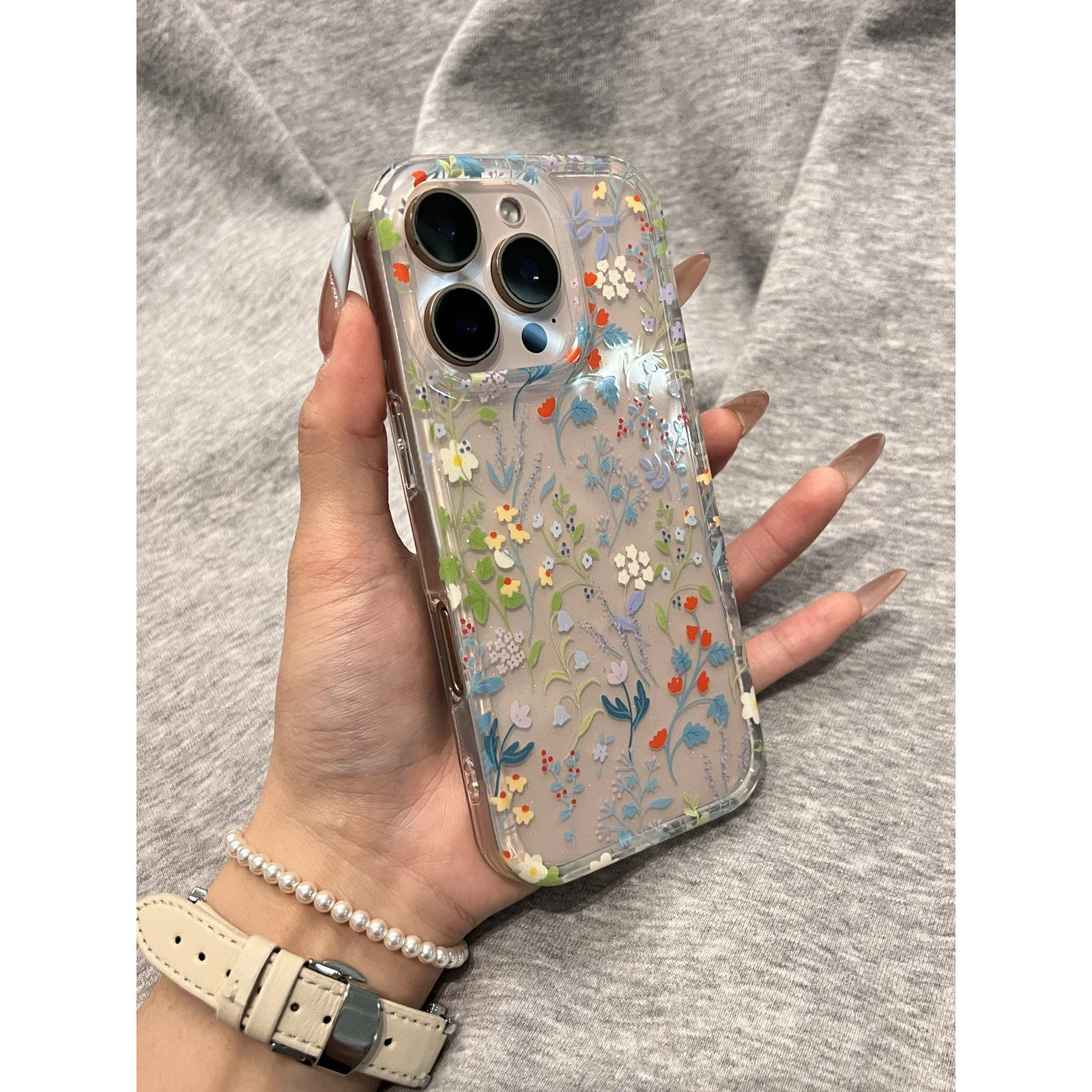 春夏多巴胺花朵适用苹果16手机壳iPhone15Promax新款13/14高级感16promax保护套16Pro硅胶防摔全包透明软壳女