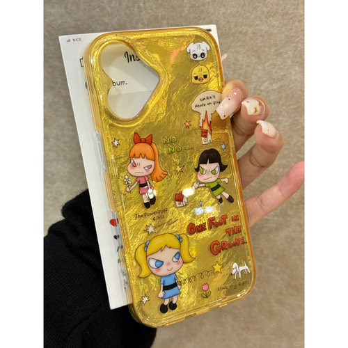 锡纸纹卡通奈良美智飞天女警适用苹果15promax手机壳iPhone16新款13高级感华为Pura70荣耀vivo小米14红米oppo