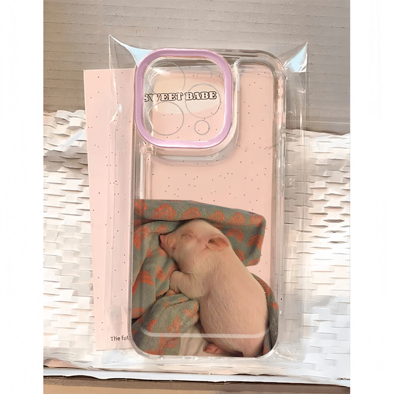 睡觉的粉猪猪适用iphone16promax手机壳苹果13透明14华为mate70pro卡通vivox200小米15防摔oppo软套红米k80女