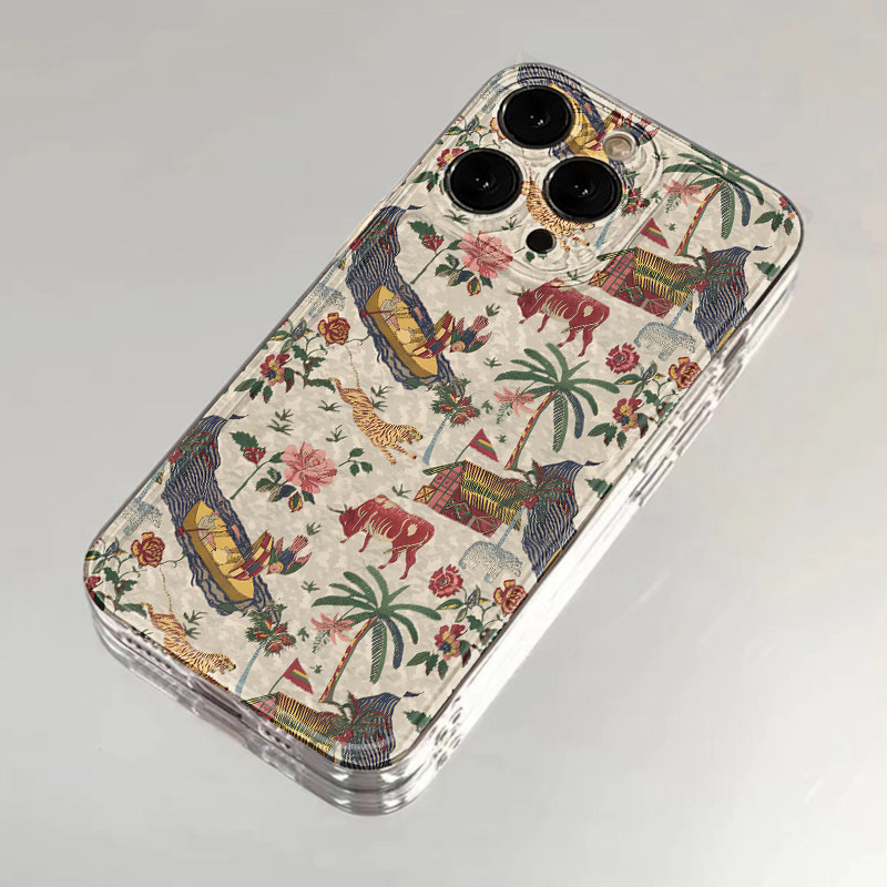 复古椰子小船动物适用iphone16promax手机壳苹果13透明14华为mate70pro卡通vivox200小米15oppo保护套红米k80