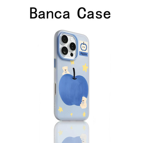 星星小熊蓝色苹果适用苹果16promax手机壳新款iphone17日韩15pro卡通14plus小众13/12二合一ip11女肤感保护套