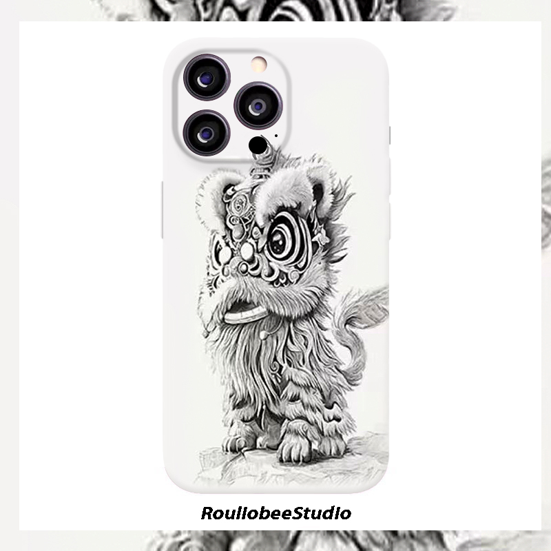 国潮素描醒狮适用iPhone17promax苹果16小米15手机壳reno14小众华为mate70菲林硬壳pura80pro全包vivo红米k80