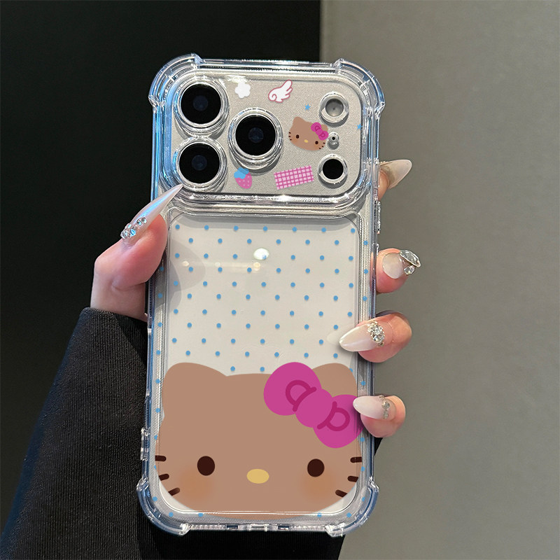 波点猫咪头像适用新款iPhone18手机壳苹果17pro华为pura90mate80小米17荣耀600VIVO四角防摔OPPO16红米note15