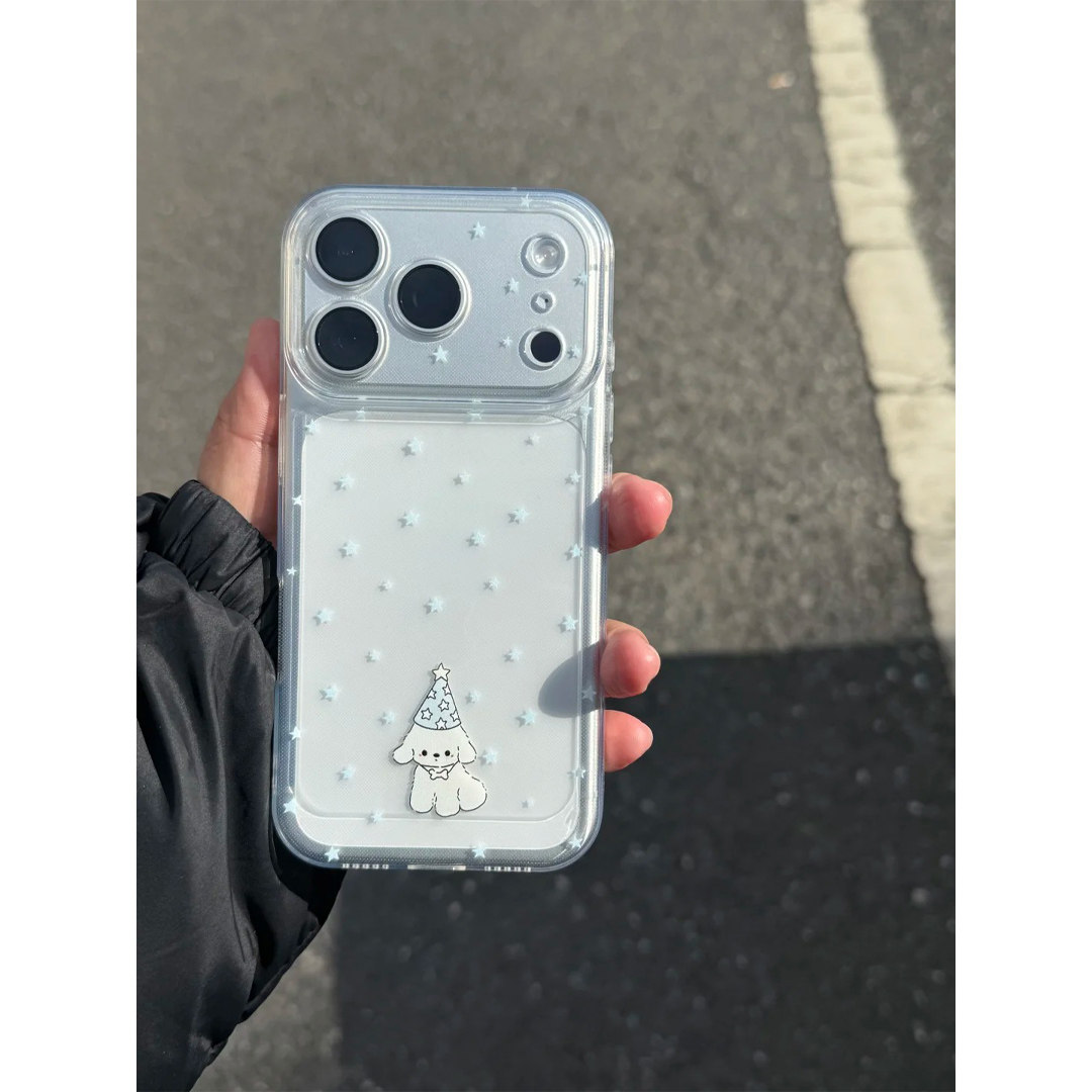 适用iPhone17/16proma蓝星星帽子小狗手机壳小米17简约华为pura80可爱mate70新款OPPOFindX9透明软壳VIVOX300
