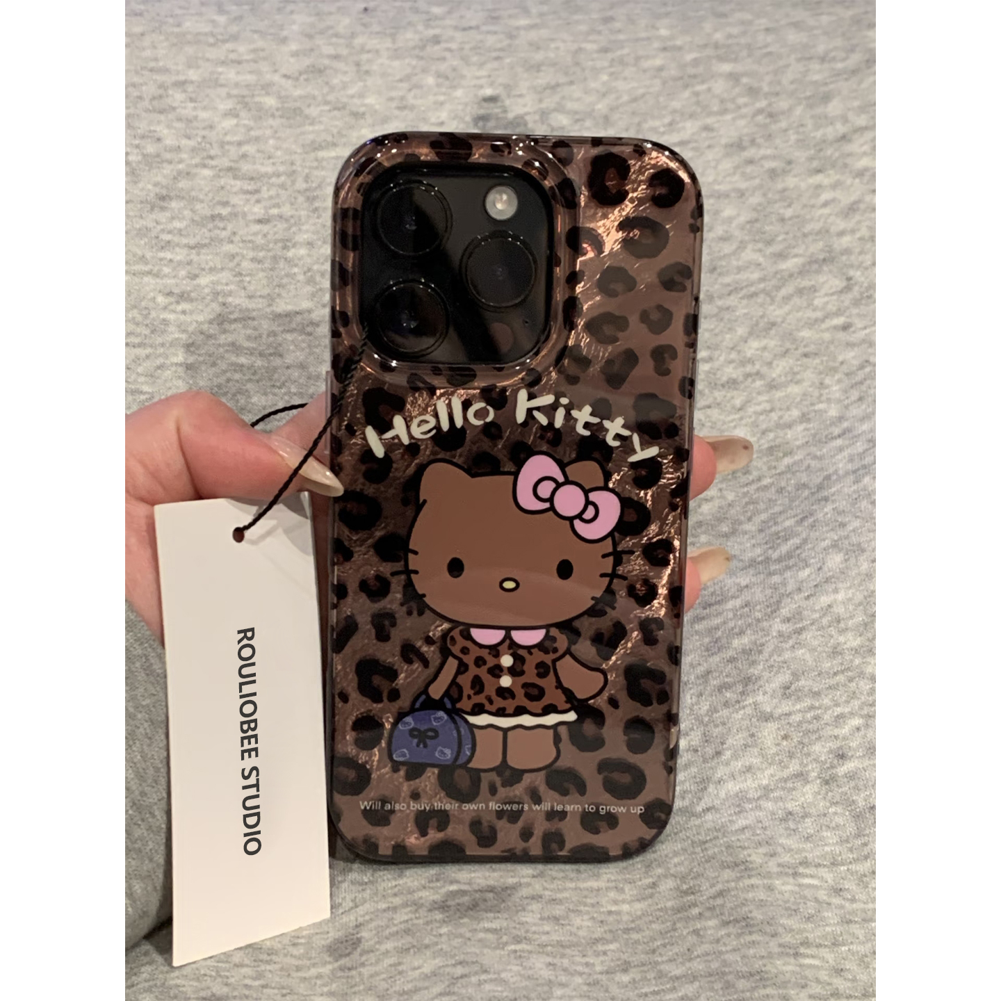 秋冬棕豹纹拎包Kitty猫适用苹果17promax冰川手机壳iPhone16/15/14/13高级感华为Pura80vivo小米15opporeno14