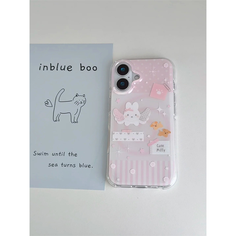 韩风淡粉天使米菲兔适用苹果16手机壳新款iphone17promax大孔小米15荣耀400华为p70p红米k80reno14findx8s30