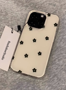 简约ins满屏花朵适用iphone16promax手机壳苹果13/14华为mate70pro大孔白色vivos20小米15oppofindx8荣耀300