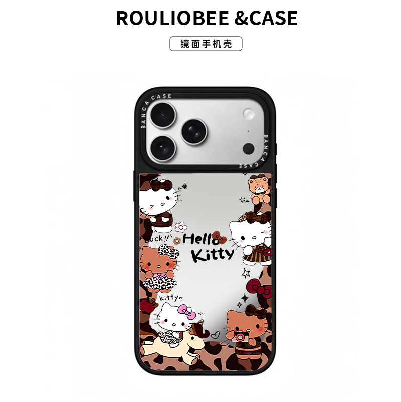 HelloKitty环绕凯蒂猫适用于苹果17promax新款iphone16promax明星同款15pro/14plus/13pm/12/11镜面Air手机壳