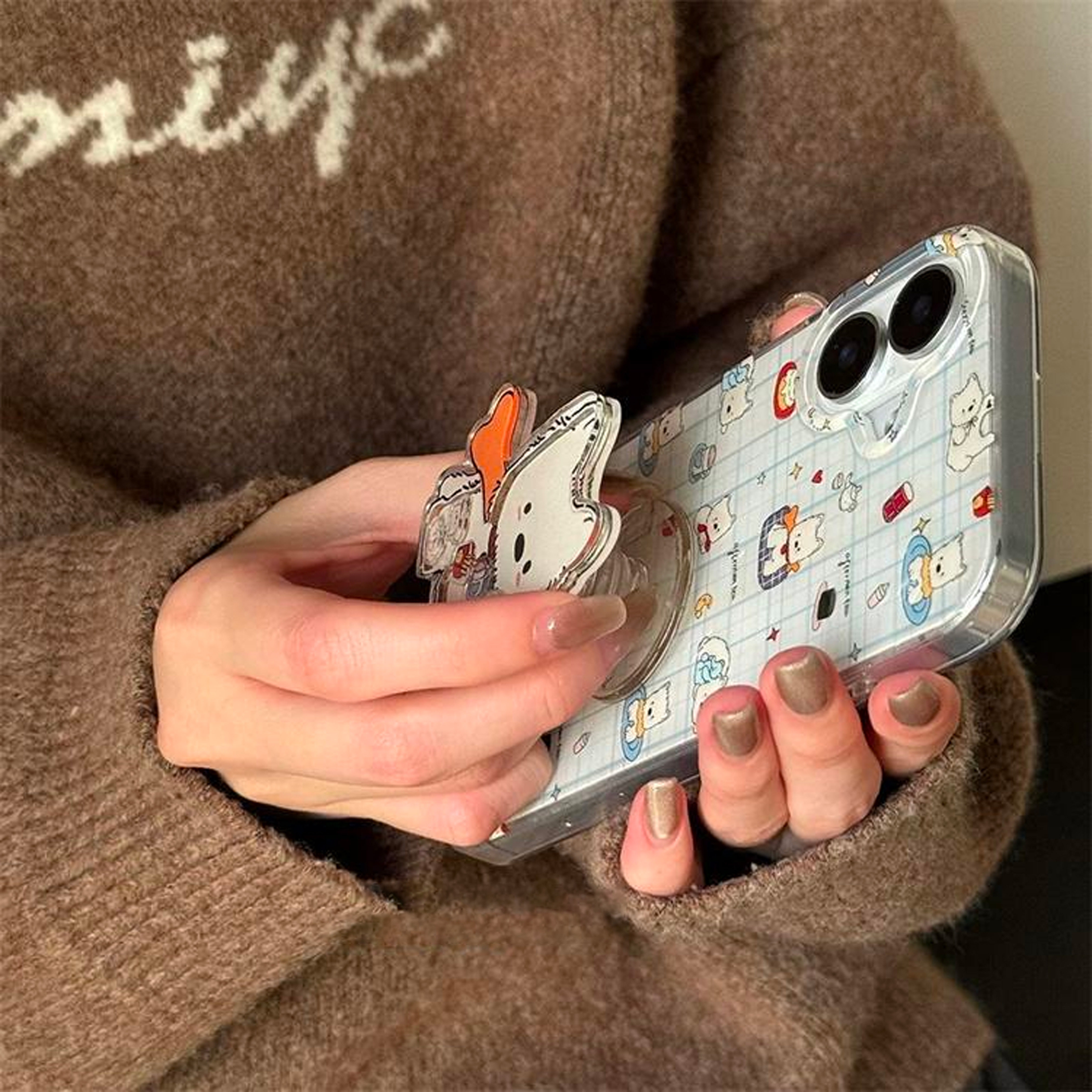 韩系ins可爱西高地摇摇乐支架适用苹果15promax手机壳iPhone16新款13女12华为Pura70荣耀vivo小米14红米oppo