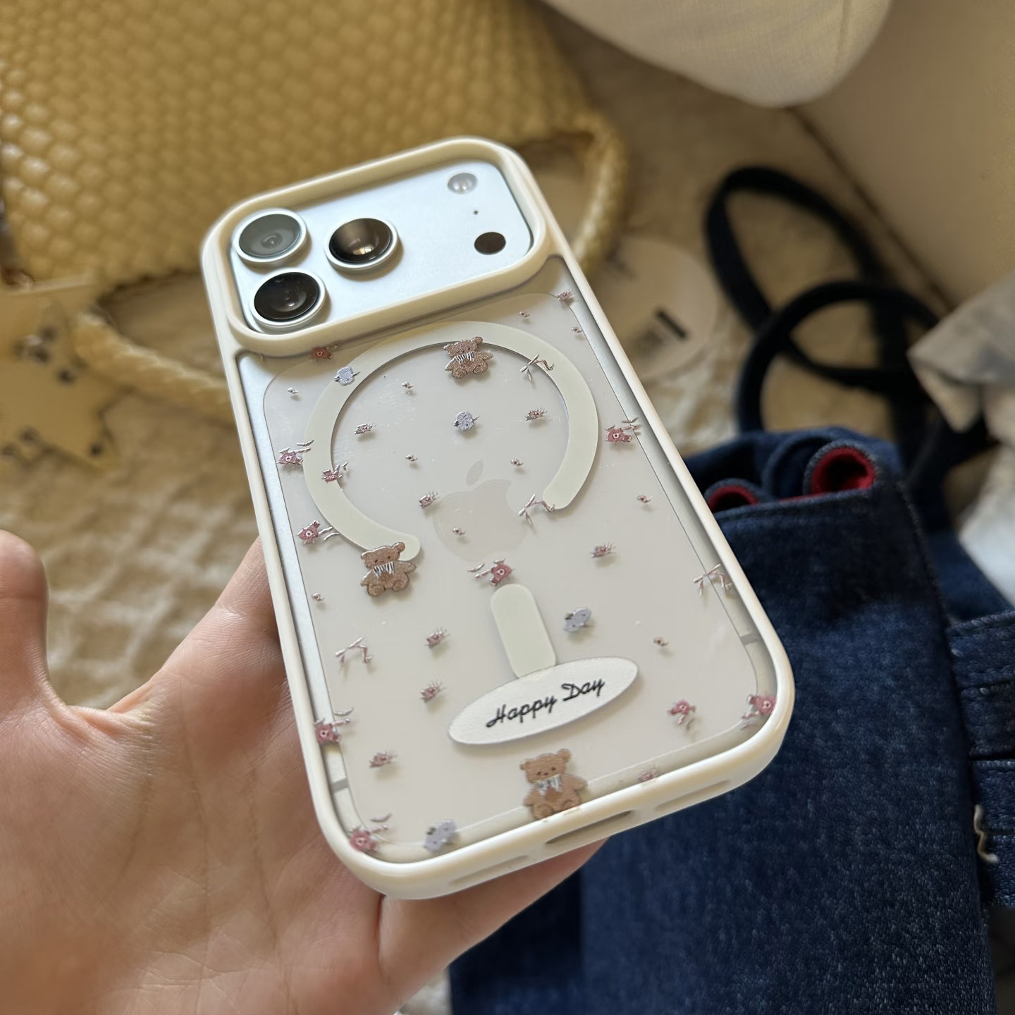 适用于苹果17promax手机壳16pro小熊碎花iphone15高透14/13磁吸12女11pro高级17air韩16plus防摔xs/xr保护套,3C数码配件,手机保护套/壳,淘宝优惠券,粉丝福利购,淘宝优惠卷