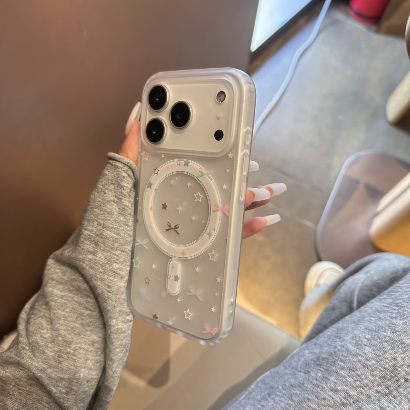 温柔透明蝴蝶结磁吸韩系ins星星手机壳17promax苹果iphone17pro保护iPhone16pro亚克力iPhone17苹果15pro软边