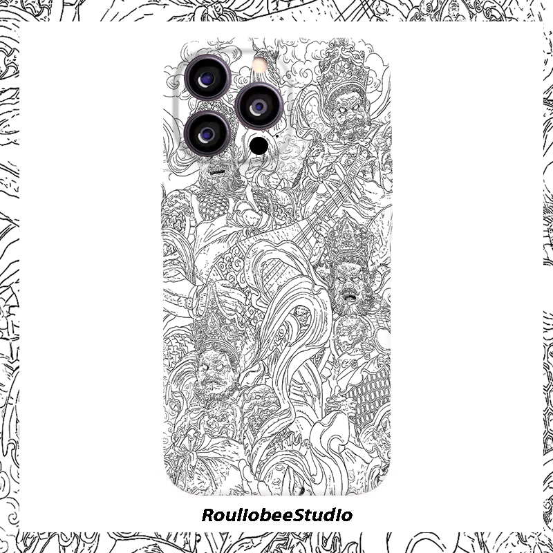 抽象四大天王适用苹果17/16手机壳iPhone15/14PROMAX新款荣耀X60菲林华为NOVA13卡通Pura80防摔S20小米RENO14