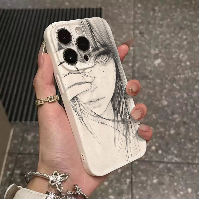 齐刘海少女适用苹果16手机壳iphone15promax漫画14plus动漫13mini二次元12新款11小众x高级感8女款xr/xs/7/se