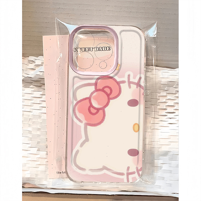 甜妹粉色半脸Kitty适用适用iphone16promax苹果14/13/1211可爱手机壳华为mate70oppovivo荣耀小米15红米k80套