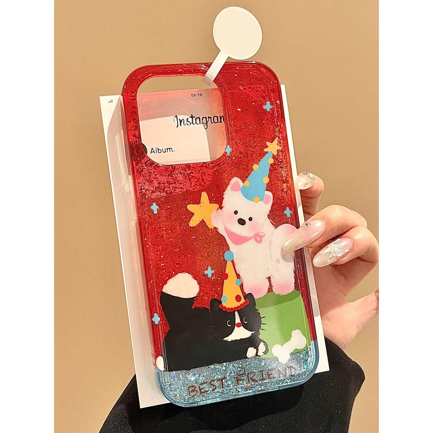 新年ins红色喜庆氛围感少女西高地狗狗小黑猫派对16promax适用iphone15双层闪粉14pro手机壳苹果13可爱12女11