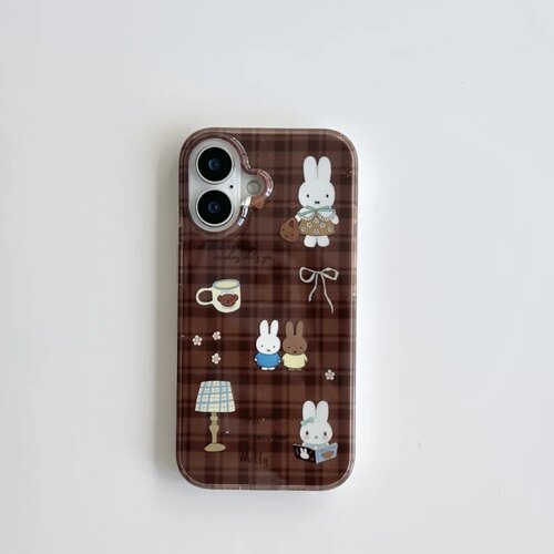 ins美拉德格纹米菲兔适用苹果16promax手机壳iphone17pro小米15荣耀400华为pura70pro红米k80reno14findx8s30