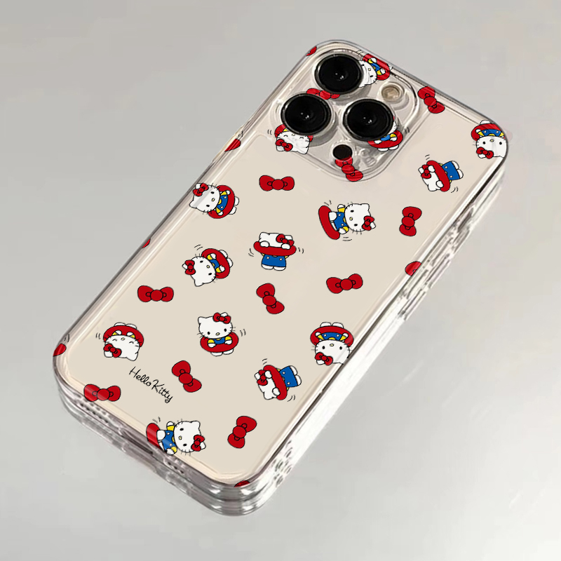红色蝴蝶结凯蒂猫适用iphone16promax手机壳苹果13透明14华为mate70卡通vivox200s19女小米15oppo软套红米k80