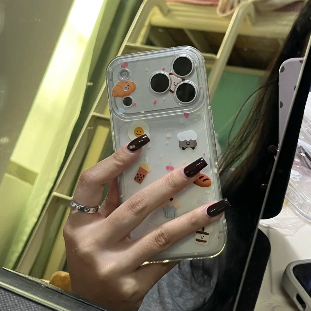 ins风可爱牛角包适用iPhone17/16promax手机壳小米17简约华为pura80卡通mate70女OPPOFindX9透明VIVOX300软壳