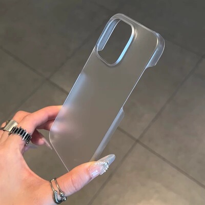 雾面磨砂超薄PC半包iphone15适用苹果16promax手机壳14/12防指纹13PROMAX无边框11黑白色硬壳xsmax透明
