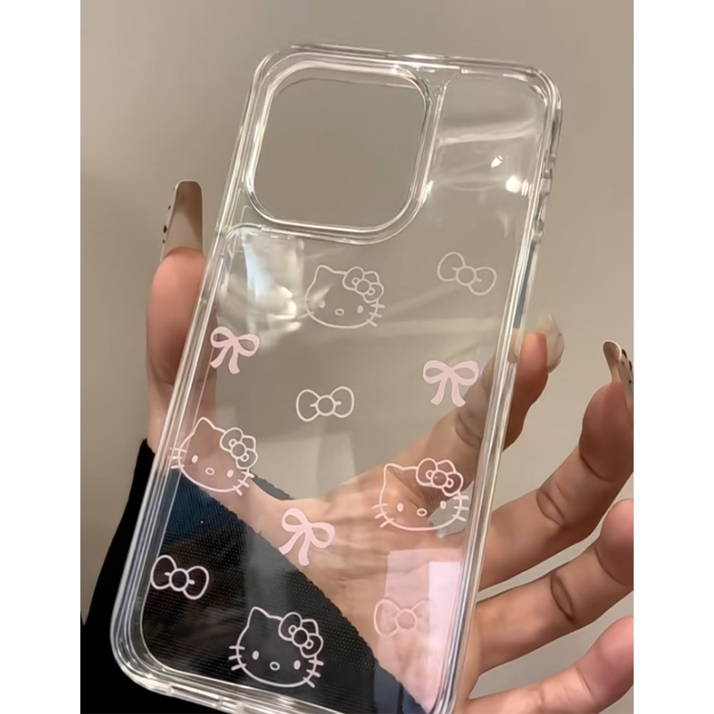 甜妹线条kt猫蝴蝶结适用iphone16promax手机壳苹果13/14华为mate70卡通韩系vivox200小米15oppo软套红米k80女