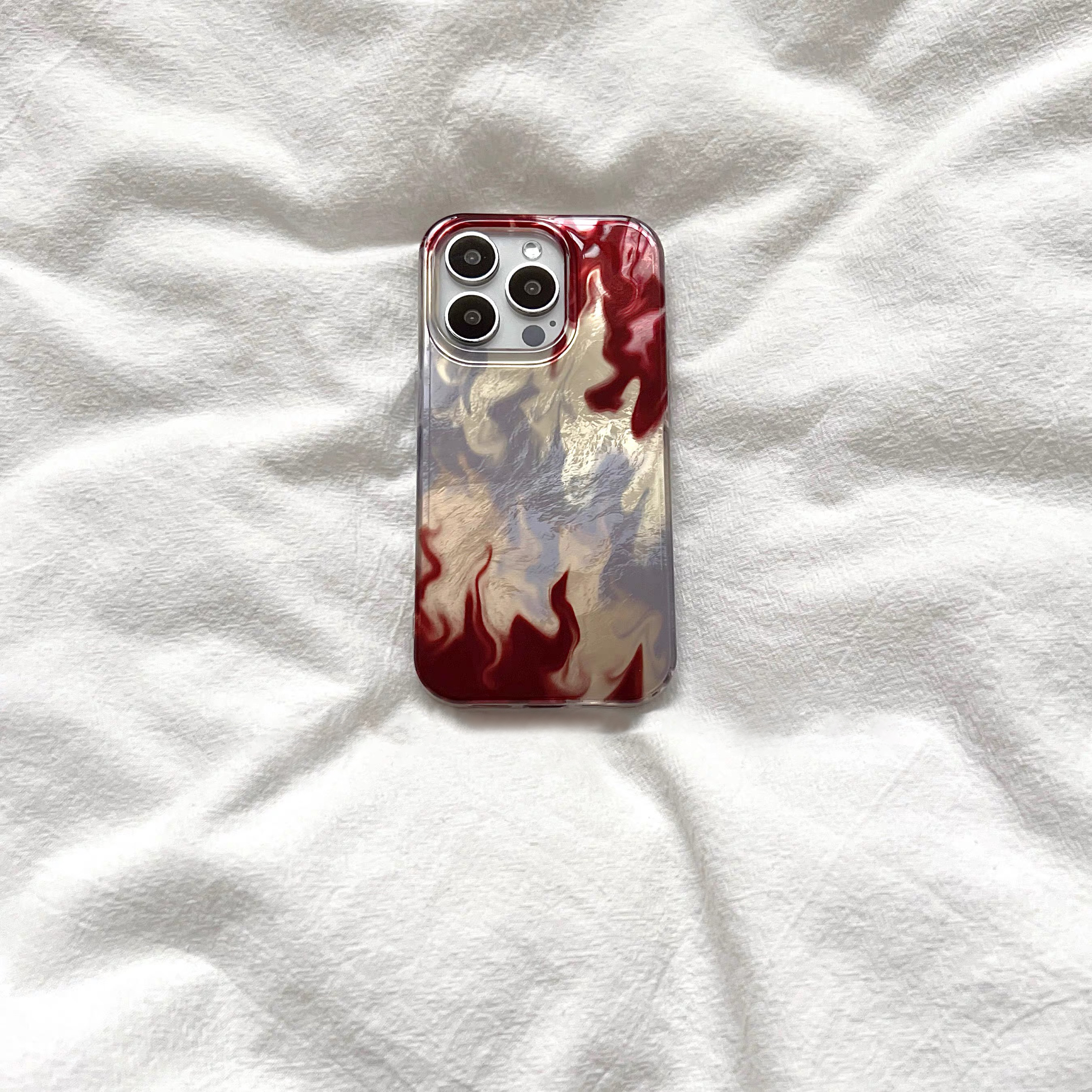 火焰渐变晕染适用苹果17promax冰川手机壳iPhone16/15/14/13pro高级感12/11华为P70vivox200小米15oppo保护套