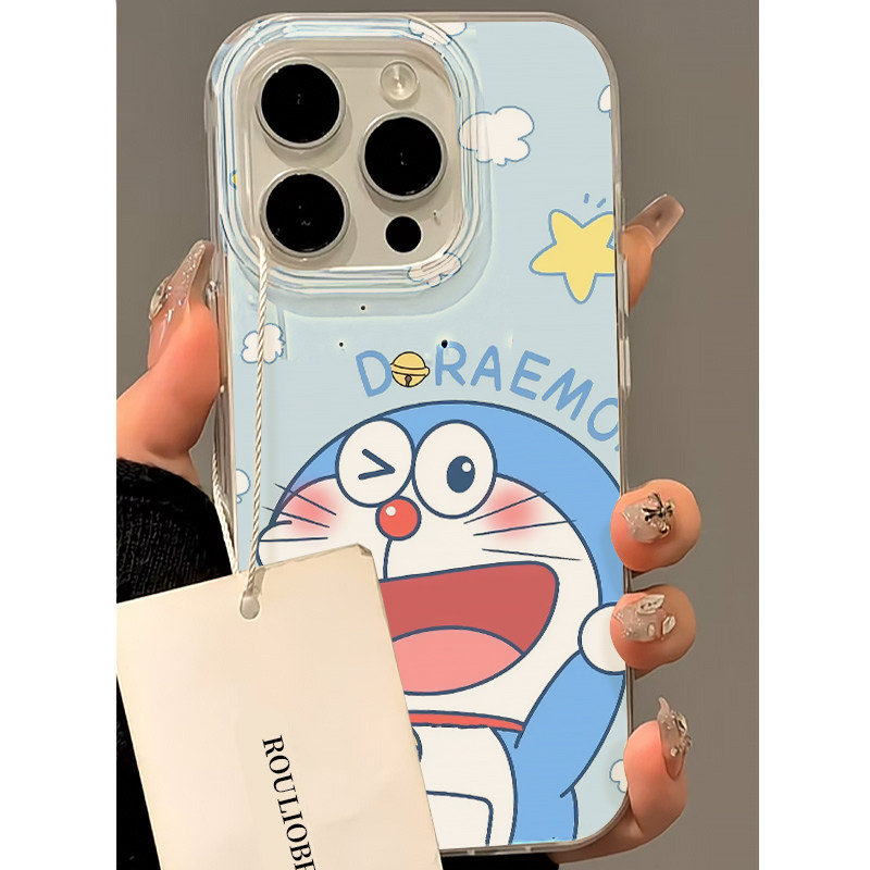 眨眼哆啦A梦适用iphone16promax可爱手机壳苹果15/14/13华为mate70pro双层vivos20小米14oppo红米K80荣耀300