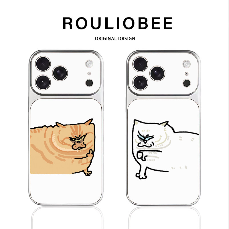 搞怪情侣猫咪适用苹果17pro手机壳秒变18新款iPhone18promax小米17华为mate80pura90Y300reno15nova16保护套