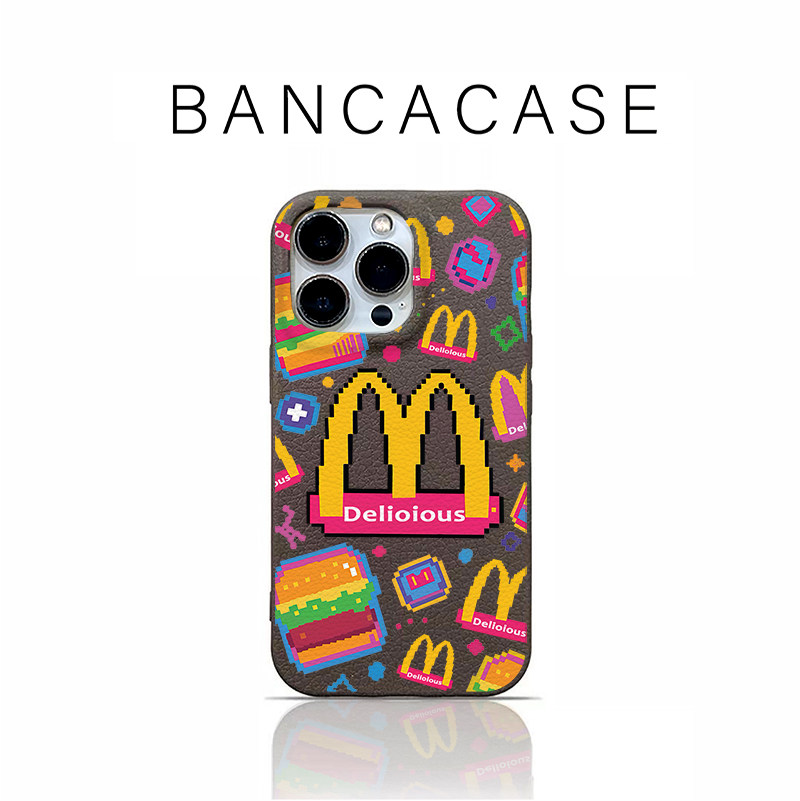 卡通像素麦当适用iPhone17PROMAX手机壳苹果16pm华为mate70nova14小米17P80reno15皮纹Findx9红米K90荣耀300