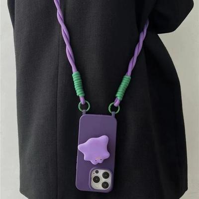 赵露思同款支架斜挎适用苹果15手机壳简约高级iphone16promax保护壳防摔12硅胶软紫11万能背带挂绳14pro手提x