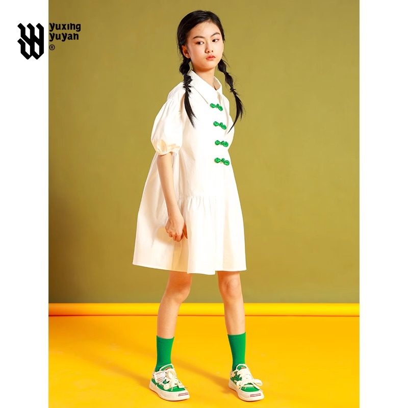 女童新中式连衣裙2026夏季新款中大童洋气衬衫裙儿童夏装国风裙子