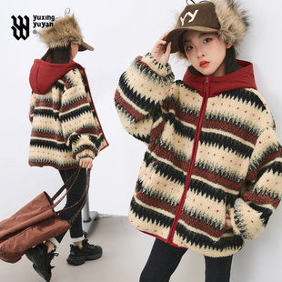 初中生仿羊羔毛外套2026冬季新款女童洋气时髦宽松加厚保暖毛毛衣