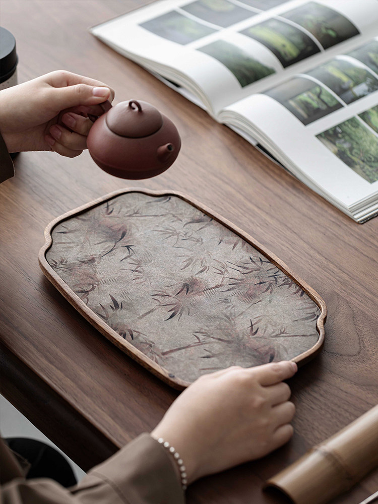 竹韵核桃干泡桌小茶垫集实木茶盘茶具茶盘壶与干泡盘家用