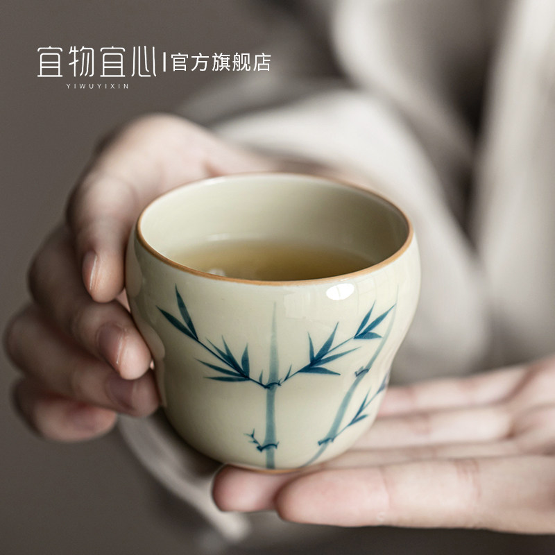 手绘女主人杯单杯茶杯单个高端功夫茶具品茗杯茶道杯高档精致茶碗,餐饮具,茶杯,淘宝优惠券,粉丝福利购,淘宝优惠卷