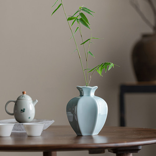 宜物宜心新中式石榴陶瓷花瓶摆件家居装饰品茶道茶桌家用彷生花器
