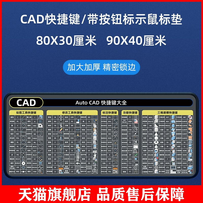 适用CAD快捷键鼠标垫加厚办公快捷键大全护腕小号ps做图cad桌面鼠高性价比高么？