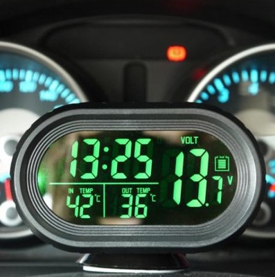 车载时钟 汽车温度计 电压表 车内外温度检测 车用电子表电压汽车