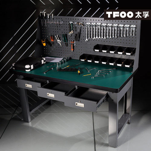 太孚 工具挂板带抽屉维修工作台 耐磨胶皮车间装配背板检验工作桌 - 封面