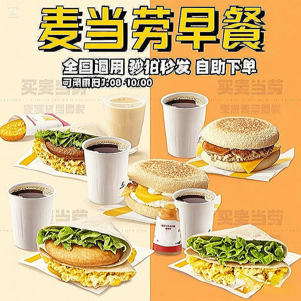 麦当劳代下单早餐点餐优惠券板烧鸡腿吉士猪柳火腿薯饼豆浆麦满分
