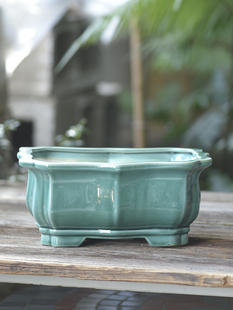 长方形八角造景盆发财树罗汉松绿植大拼盆复古大盆蝴蝶兰花盆粗陶