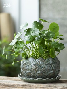 花盆陶瓷家用水培器皿铜钱草陶盆粗陶无孔睡莲莲座盆器碗莲专用盆