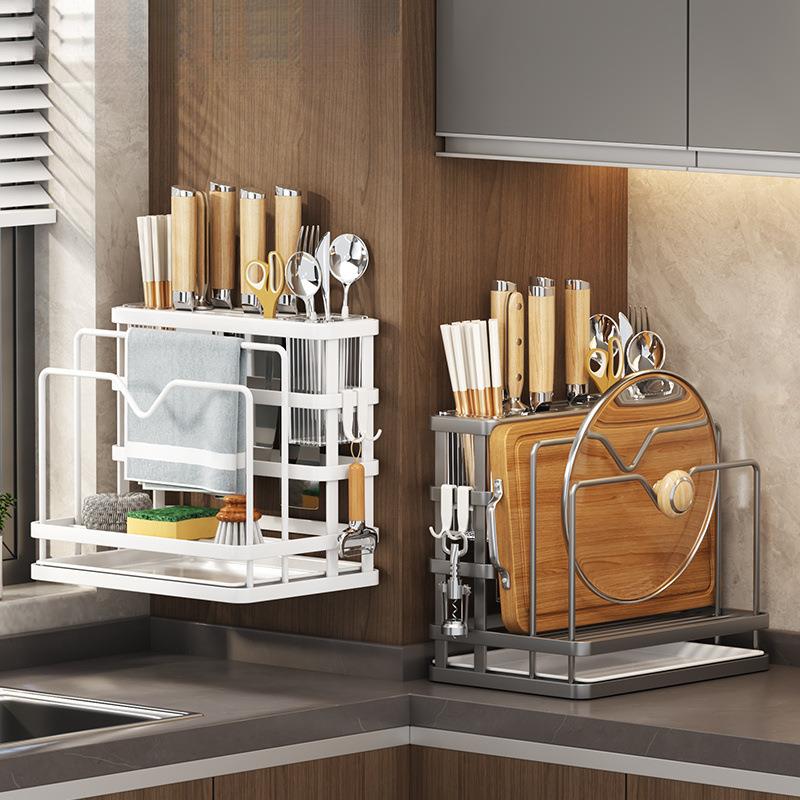 一体刀具厨房刀架置物架菜刀新款放收纳壁挂式筷子筒菜板筷笼
