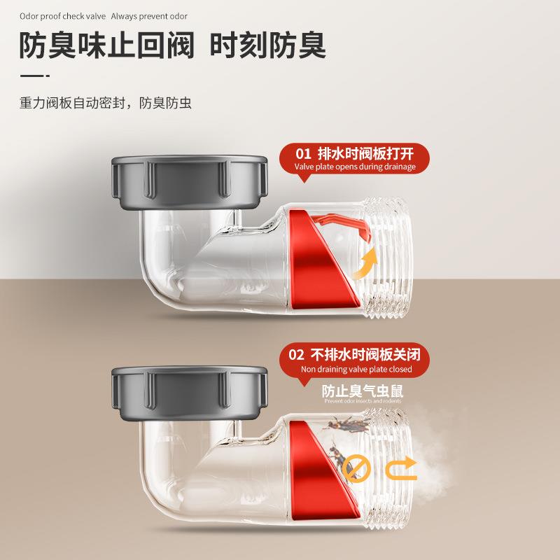 厨房水槽下水防堵防臭下水管洗菜盆单双槽下水管防返臭排水管